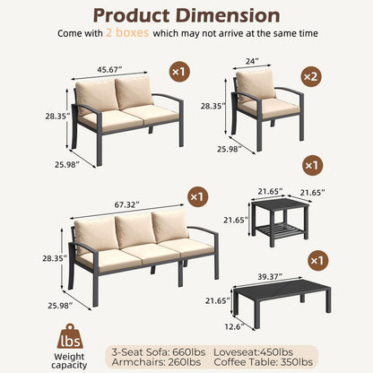 YODOLLA Metal Patio Furniture Set, 7 Seats Modern Outdoor Furniture
