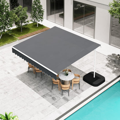 YODOLLA 10'x8' Awning Free Standing Retractable Awning with Weighted Base