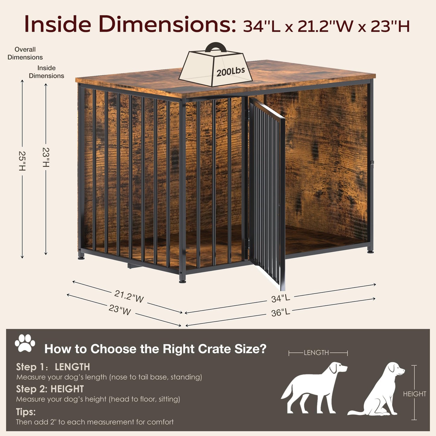 YODOLLA 36 Inch Dog Crate Furniture