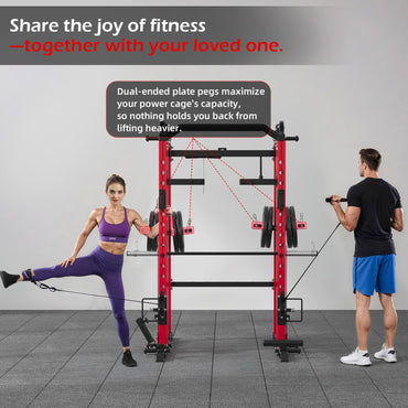 YODOLLA Smith Machine Power Squat Rack Cage, 2000lbs All in One Dual Cable Crossover Machine