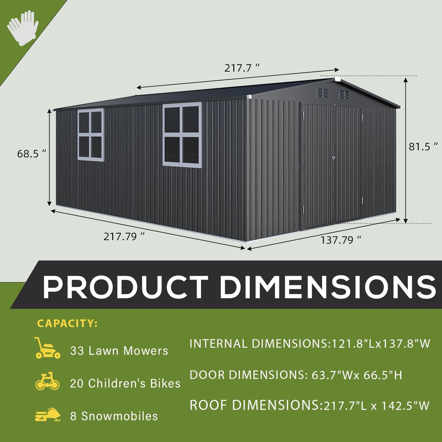 YODOLLA 12x18 Outdoor Storage Shed Large Metal Sheds & Outdoor Storage