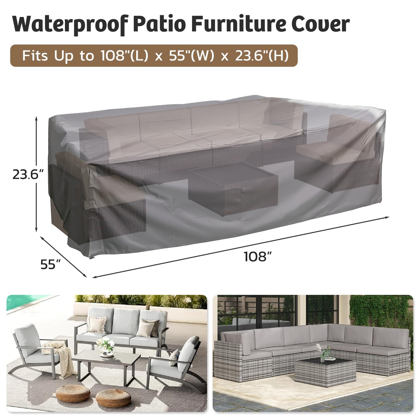 YODOLLA 7 PCS Patio Funriture Set with Coffee Table (7 pcs/with Cover)