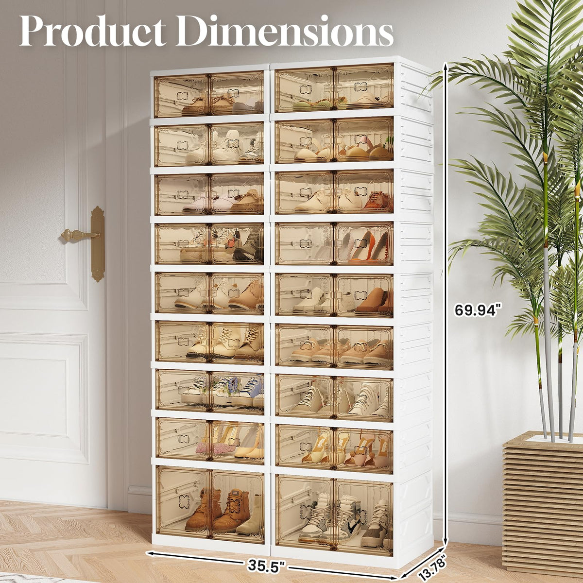 YODOLLA 9-Tier Foldable Shoe Rack Organizer, 36 Pairs Shoe Cabinet