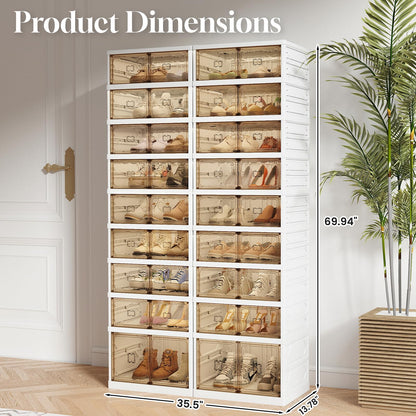 YODOLLA 9-Tier Foldable Shoe Rack Organizer, 36 Pairs Shoe Cabinet