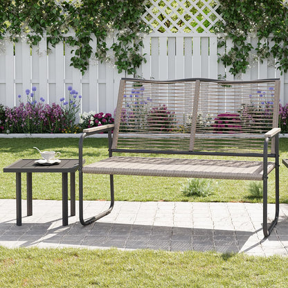 YODOLLA Outdoor Dining Set, Metal Frame Patio 2PCS (Vine Back Bench+Side Table)
