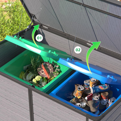 YODOLLA Outdoor Resin Trash Can Storage Shed with Reinforced Floor