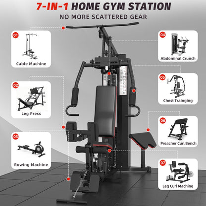 YODOLLA Workout Station with Leg Press, Multifunctional Home Gym Equipment