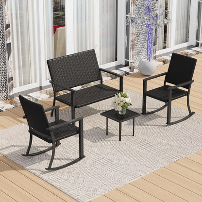 YODOLLA 4PCS Outdoor Dining Set, Metal Frame Patio