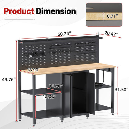 YODOLLA Garage Cabinet Storage System 2000LBS Heavy Duty Work Bench Table