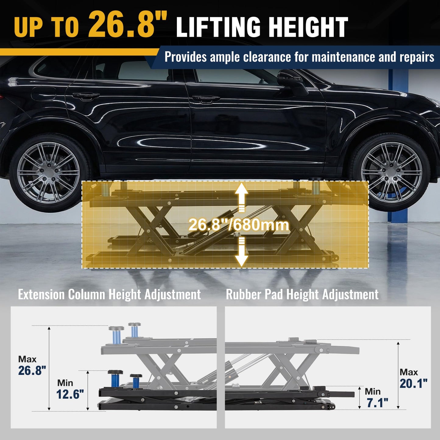 YODOLLA 7000 LBS Portable Car Lift for Home Garage Heavy-Duty Hydraulic Quick Jack