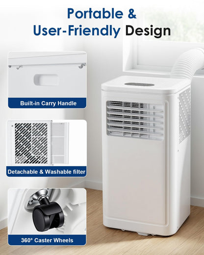 YODOLLA Portable Air Conditioners, 10,000 BTU ASHRAE (6000 BTU SACC) Quiet Standing AC Unit