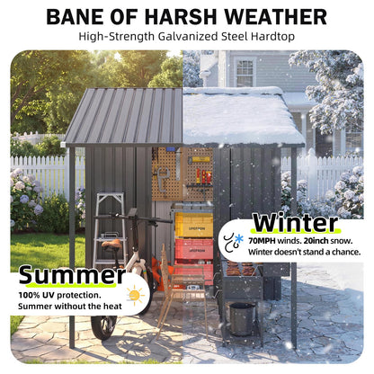 YODOLLA 5'x8' Metal Outdoor Grill Gazebo & 215 Cu.ft Lean to Storage Shed