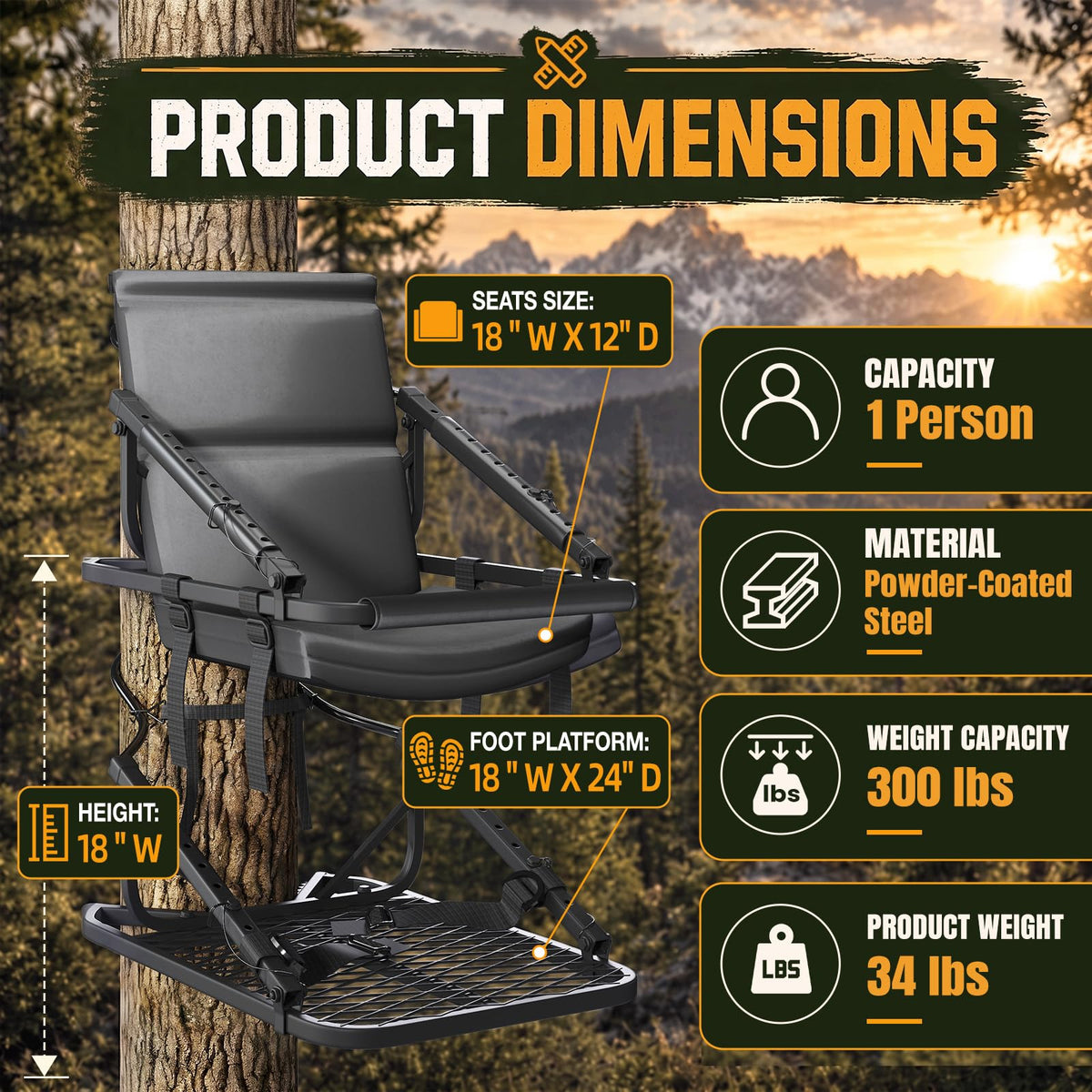 YODOLLA Ladder/Hang-on Tree Stand, Heavy-Duty Portable Steel Hunting Tree Stand