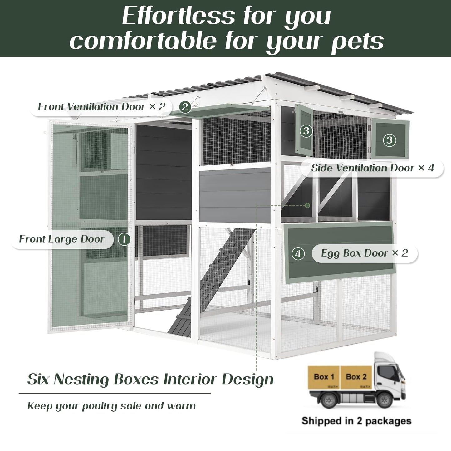 YODOLLA 83'' Extra Large Chicken Coop Wood Chicken House