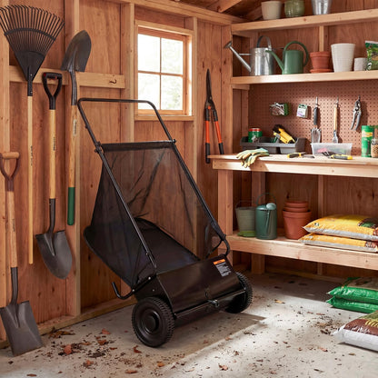 YODOLLA Push Lawn Sweeper, 26 Inch Leaf Collector 7 Cu. Ft. Hopper Capacity