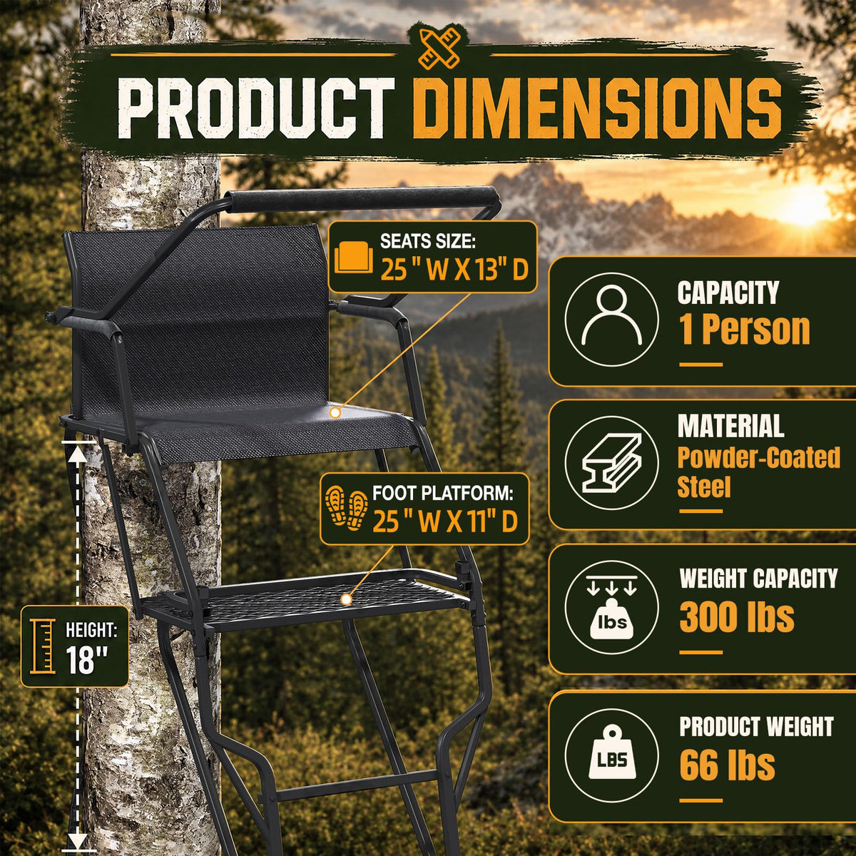 YODOLLA Ladder/Hang-on Tree Stand, Heavy-Duty Portable Steel Hunting Tree Stand