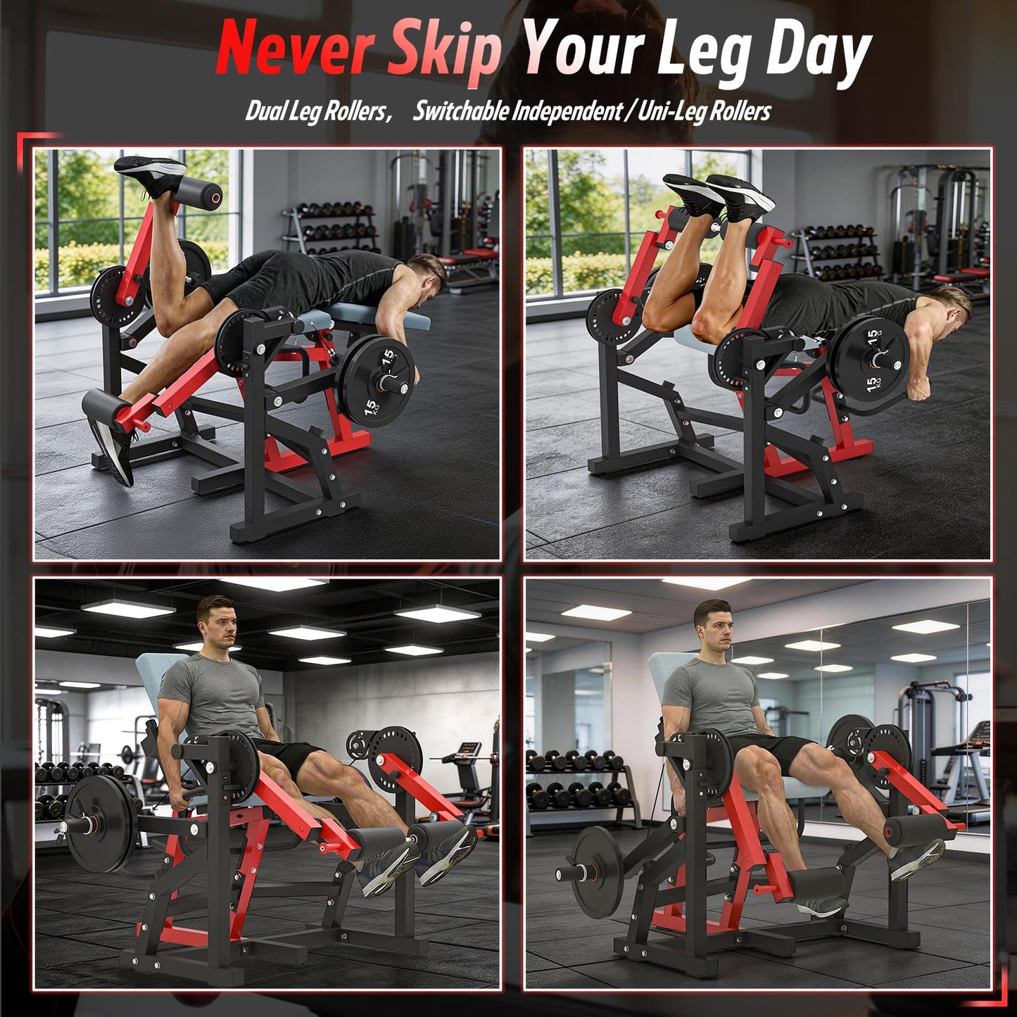 YODOLLA Convertible Leg Extension Curl Machine for Home Gym Quad Hamstring Workout