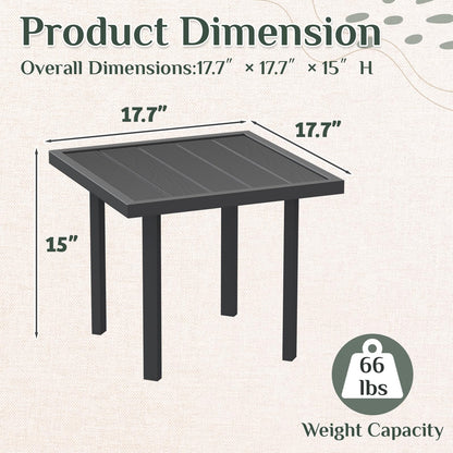 YODOLLA Square Outdoor Side Table Pool End Table, Metal  Easy Maintenance  (1pcs)