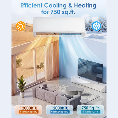 YODOLLA 12000 BTU Mini Split AC/Heating System, Wall Air Conditioner