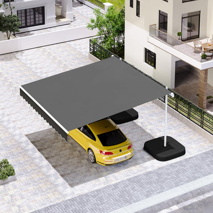 YODOLLA 10'x8' Awning Free Standing Retractable Awning with Weighted Base