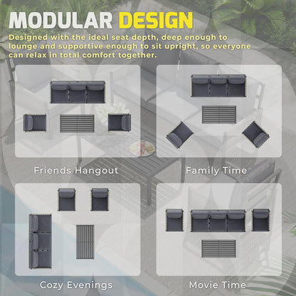 YODOLLA Aluminum Patio Furniture Set 5/4 Seats Outdoor Sectional Couch