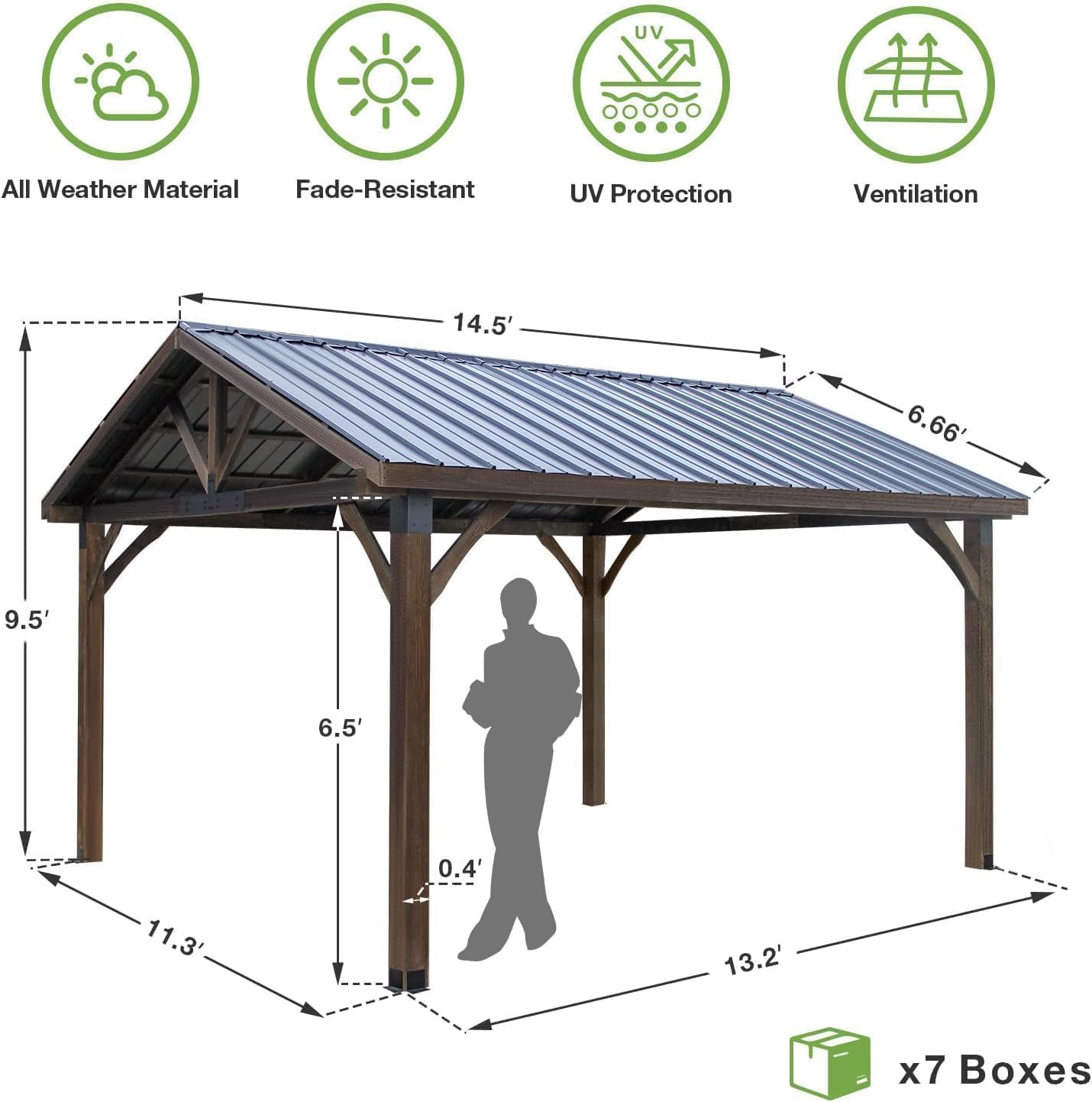 YODOLLA 12x14 Cedar Wood Gazebo