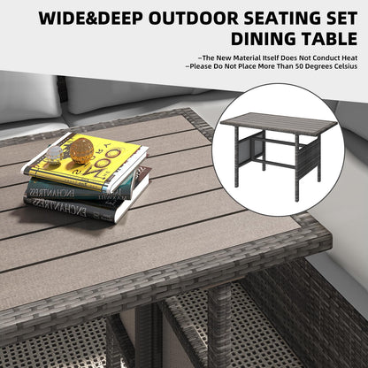 YODOLLA 7-Pc Patio Set, Grey Rattan & Grey Cushion