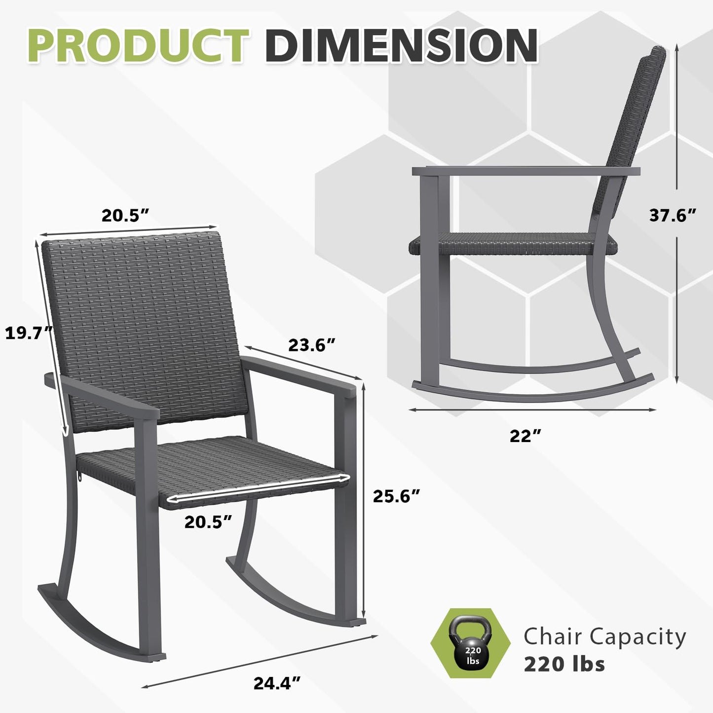 YODOLLA Outdoor Rattan Patio Chairs with Armrests and Metal Frame (2pcs)