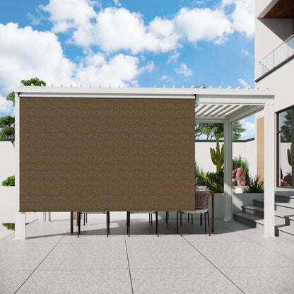 YODOLLA Mocha Outdoor Roller Shade, 220GSM HDPE Cordless Blinds, 99% UV Protection