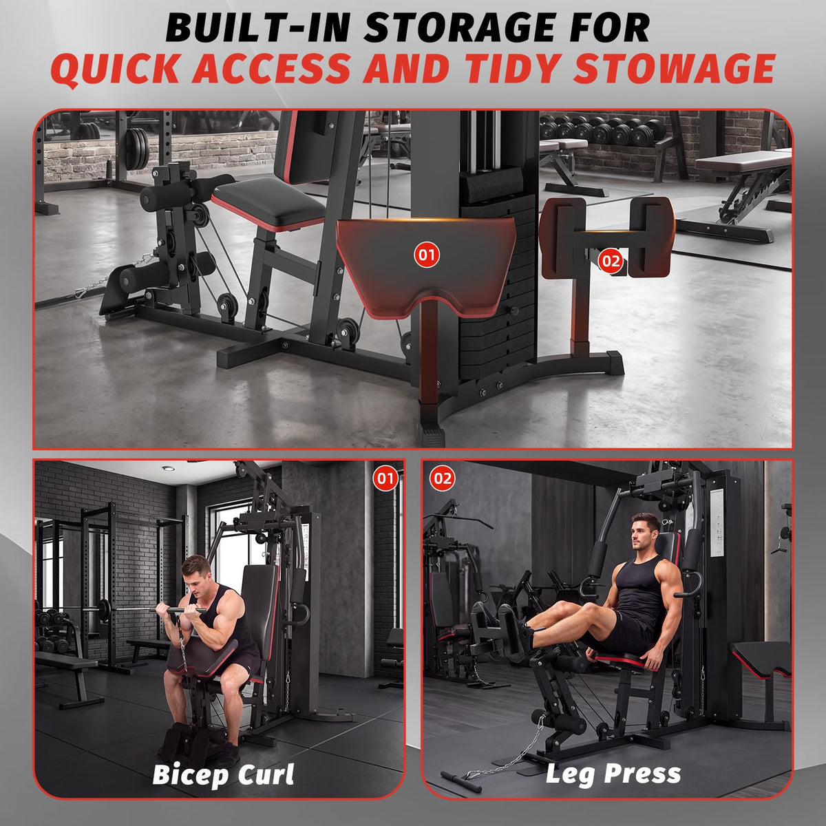YODOLLA Workout Station with Leg Press, Multifunctional Home Gym Equipment