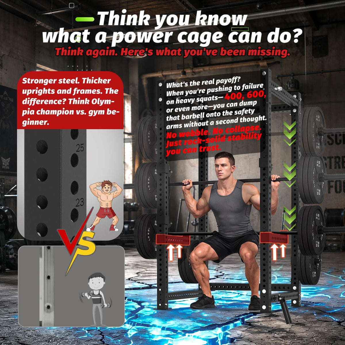 YODOLLA Commercial Power Cage, Multi-Function Power Rack