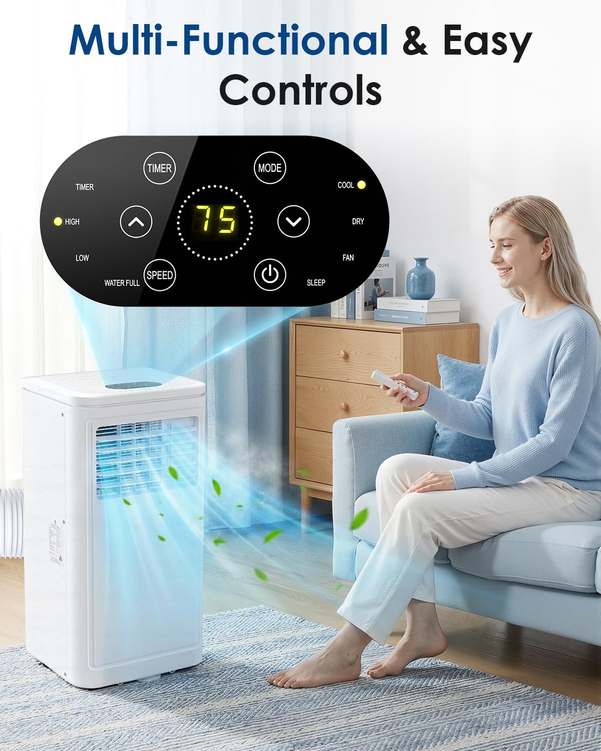 YODOLLA Portable Air Conditioners, 10,000 BTU ASHRAE (6000 BTU SACC) Quiet Standing AC Unit