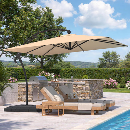 YODOLLA 10x10 FT Cantilever Patio Umbrella with Base Included Large Square Offset Umbrella
