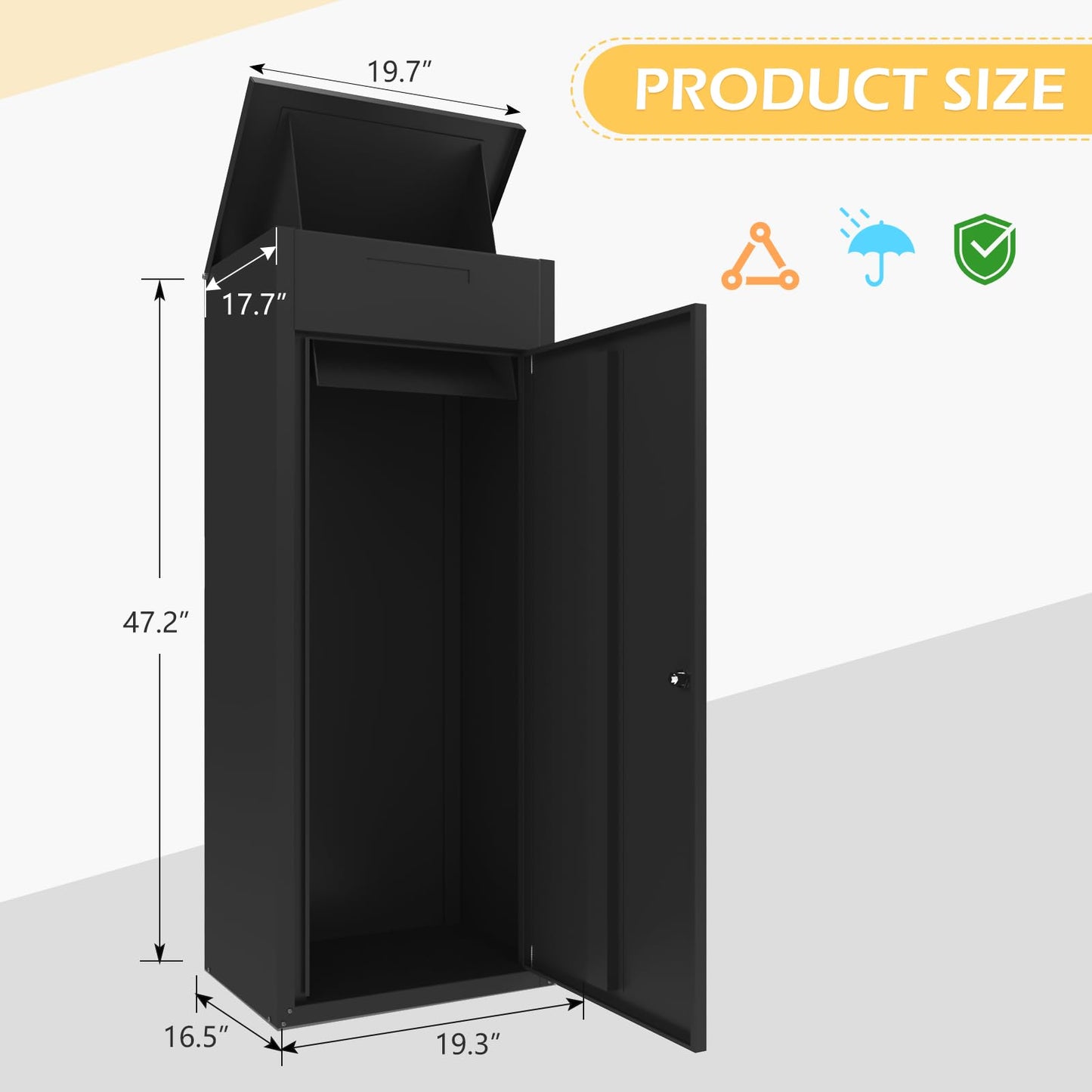 YODOLLA Package Delivery Box for Outside, Black (47.2"x17.7"x19.7")