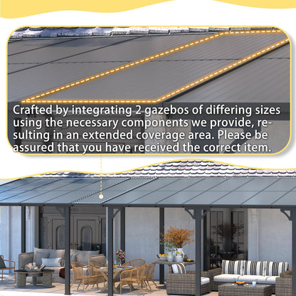 YODOLLA 18' x 8' Wall-Mounted Hard Top Lean-to Gazebo for Patio