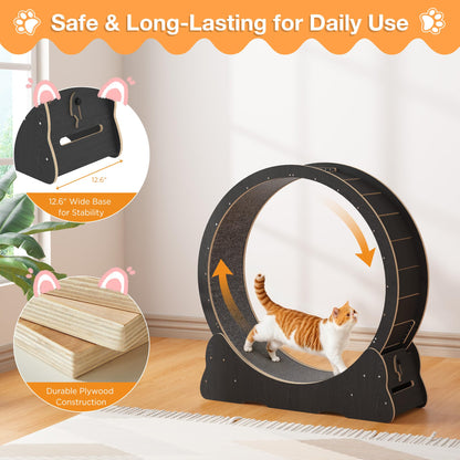 YODOLLA 35.8'' Cat Wheel Large Quiet Cat Treadmill, Black