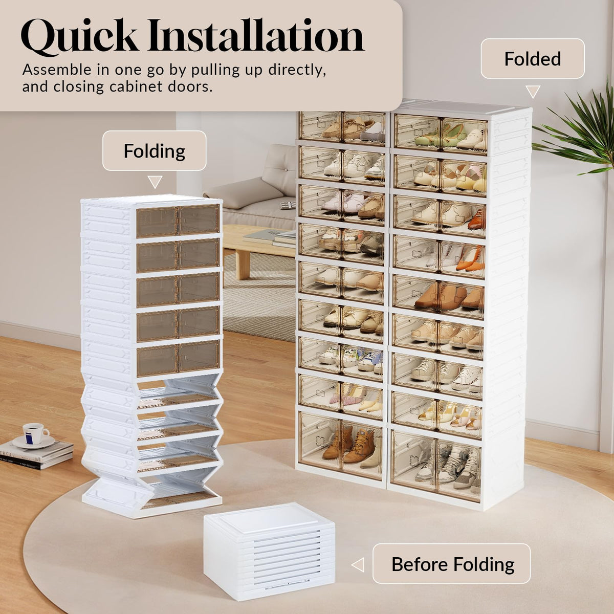 YODOLLA 9-Tier Foldable Shoe Rack Organizer, 36 Pairs Shoe Cabinet