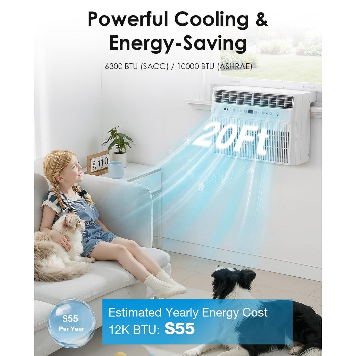 YODOLLA U-Shaped Window Air Conditioner, 10000 BTU AC Unit, Upgraded Front Panel +20% Airflow
