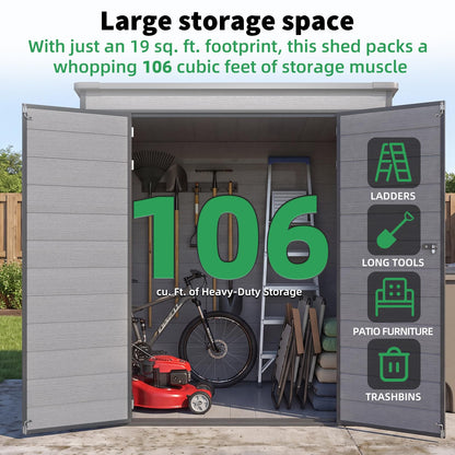 YODOLLA 4'x6' Resin Outdoor Storage Shed, Lean to Plastic Shed with Base
