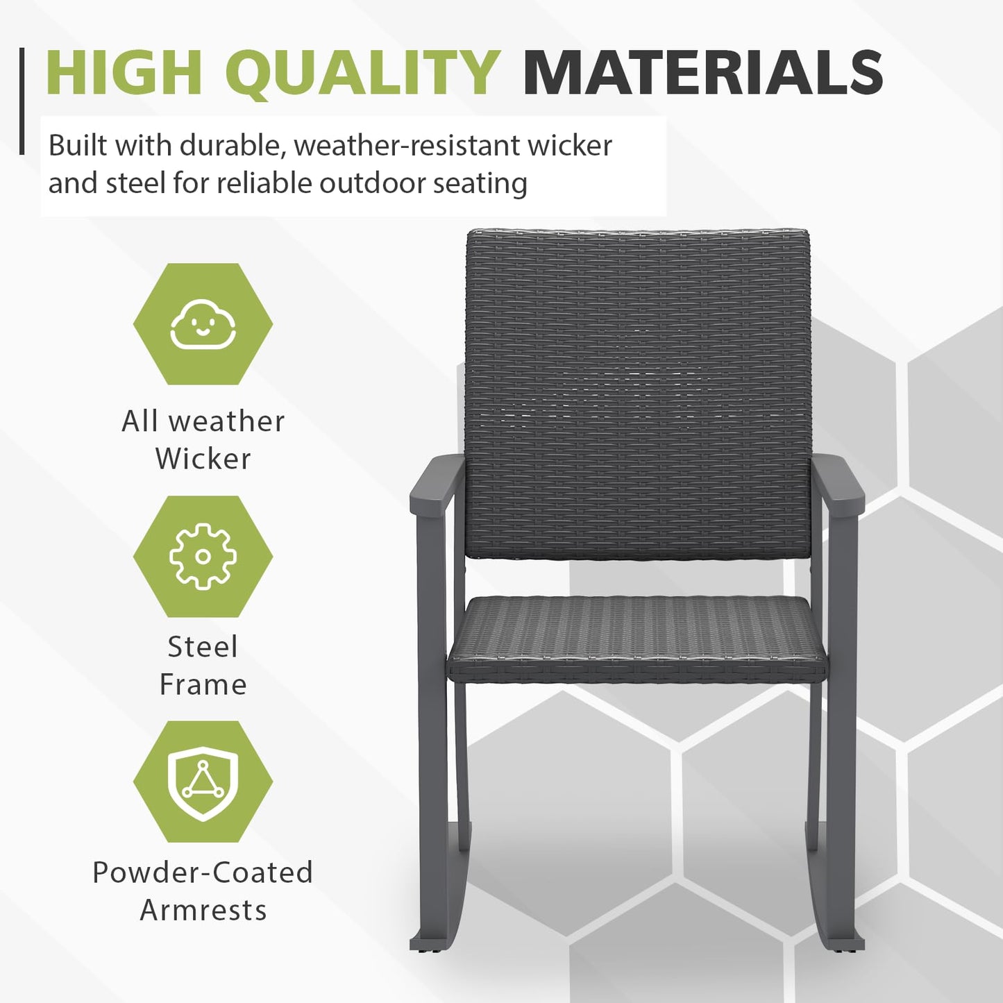 YODOLLA Outdoor Rattan Patio Chairs with Armrests and Metal Frame (1pcs)