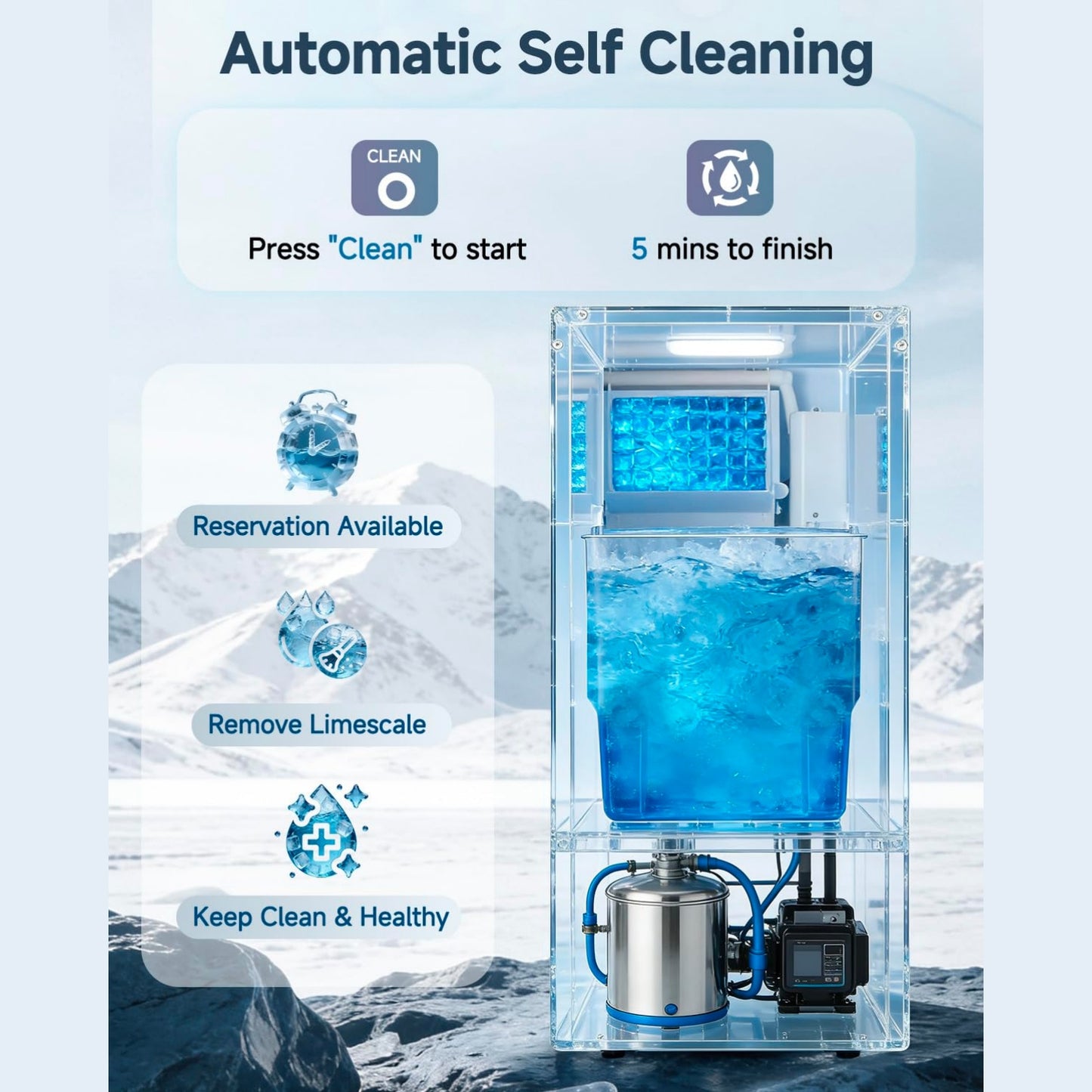 YODOLLA 15''W Commercial Ice Maker 100 lbs/24H, Stainless Steel Under Counter Ice Machine