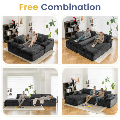 YODOLLA 110" L Shaped Modular Sectional Sofa Cloud Boneless Couch