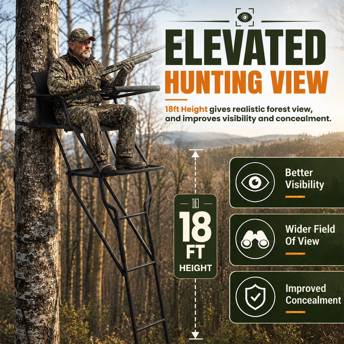 YODOLLA Ladder/Hang-on Tree Stand, Heavy-Duty Portable Steel Hunting Tree Stand