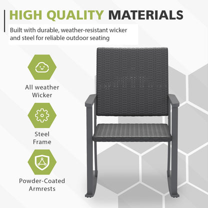 YODOLLA Outdoor Rattan Patio Chairs with Armrests and Metal Frame (4pcs)