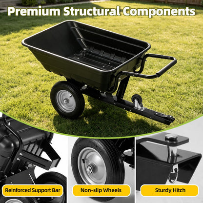 YODOLLA 2-in-1 Dump Cart 500Lbs Heavy Duty Tow Behind Poly Utility Trailer