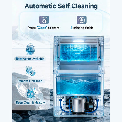 YODOLLA Commercial Ice Maker 90 lbs/24H, Stainless Steel Under Counter Ice Machine