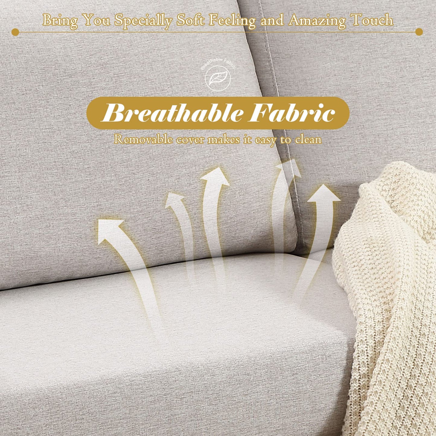 YODOLLA 79 Inch Sofa Couch for Living Room, Cream White