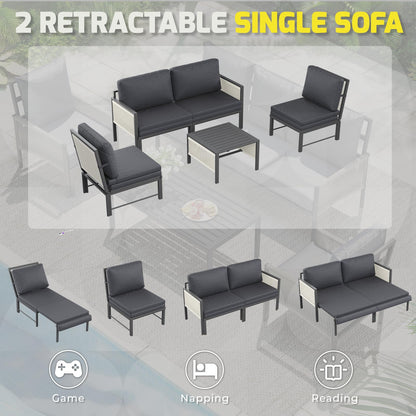 YODOLLA Aluminum Patio Furniture Set 5/4 Seats Outdoor Sectional Couch