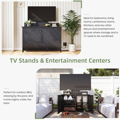 YODOLLA Outdoor Storage Cabinet with TV Mount for 40–85 Inch Tvs