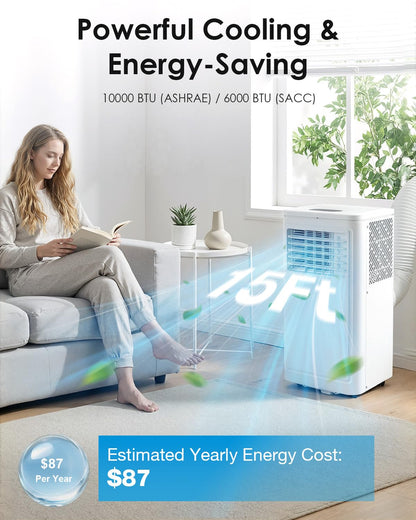 YODOLLA Portable Air Conditioners, 10,000 BTU ASHRAE (6000 BTU SACC) Quiet Standing AC Unit